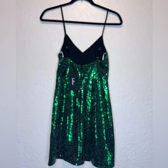 LULUS Glittering Spectacle Shiny Green Bodycon Mini Dress XS NEW - Picture 5 of 7